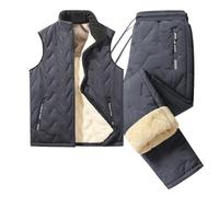 seiveini Survêtement Homme Ensemble Doublée de Fourrure Manteau Veste à Col Roulé et Pantalon de Jogging Tenue de Sport Homme Deux Pièces Hiver Chaud D Gris S