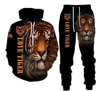 seiveini Vêtement de Sport Homme Survêtement 2 Pièces Ensemble Jogging 3D Sweats À Capuche Manches Longues Pantalon Décontracté Tenue Pas Cher B15 4XL