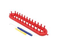 SEIWEI Ensemble de métiers à tricoter rouges de 26 cm avec aiguille à crochet, machine à tricoter ronde en plastique pour chapeaux et écharpes, 26/36/47/58 dents, kit d'artisanat pour adultes