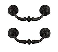 SEIWEI Lot de 2 poignées d'armoire vintage en fer noir - 125 mm - Poignées de tiroir pivotantes - Poignées de placard universelles en cuivre et laiton