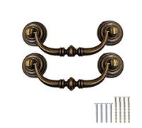 SEIWEI Lot de 2 poignées d'armoire vintage en laiton - 125 mm - Poignées de tiroir pivotantes - Poignées de placard universelles en cuivre