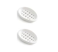 SEIWEI Lot de 2 porte-savons blancs en silicone pour salle de bain, cuisine, comptoir, voyage