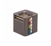 SEIWEI Organiseur de bureau polyvalent 5 en 1 avec support pour notes adhésives, notes et drapeaux d'index, boîte cube compacte en ABS pour bureau, école, maison et projets de bricolage (marron)