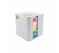 SEIWEI Organiseur de bureau polyvalent 5 en 1 avec support pour notes adhésives, notes et drapeaux d'index, boîte cube compacte en ABS pour bureau, école, maison et projets de bricolage (blanc)