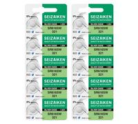 Seizaiken 321 SR616SW Lot de 10 piles boutons 1,55 V à oxyde d'argent sans mercure pour montre, fabriquées au Japon par Seiko