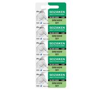 Seizaiken 321 SR616SW Lot de 5 piles pour montres 1,55 V à oxyde d'argent sans mercure, fabriquées au Japon par Seiko