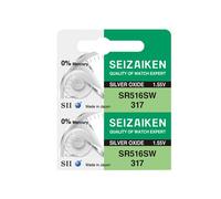 Seizaiken Seiko 317 SR516SW Lot de 2 piles oxyde d'argent pour montre 1,55 V 0 % Hg