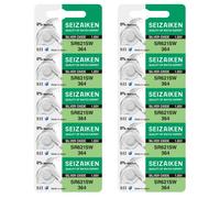 Seizaiken Seiko 364 SR621SW Lot de 10 piles pour montre à l'oxyde d'argent 1,55 V 0 % Hg