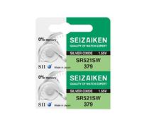 Seizaiken Seiko 379 SR521SW Lot de 2 piles oxyde d'argent pour montre 1,55 V 0 % Hg