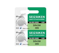 Seizaiken Seiko Lot de 2 piles 386 SR43W 1,55 V 0 % Hg oxyde d'argent pour montre