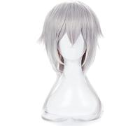SEIZIS Cosplay Wig Anime Bungo Chiens errants Fukuzawa Yukichi argenté Blanc résistant à la Chaleur Cheveux synthétiques Cosplay déguisement Perruque + Bonnet de Perruque