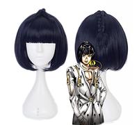 SEIZIS Cosplay Wig Anime Cosplay Wig JoJo's Bizarre Adventure Cosplay Wig Bruno Bucciarati Bleu foncé Mix Black Burono Bucharati Anime Wig Braid Fibre Cheveux Synthétiques