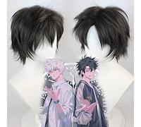 SEIZIS Cosplay Wig Anime Temps Agent Cheng Heures Lu Guang cos Perruque Perruque juvénile Noir Cheveux attachés Argent Blanc Anti chaîne Blanc