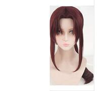 SEIZIS Cosplay Wig Black Lagoon Rebecca Revy Cosplay Perruque Vin Rouge Foncé Queue de Cheval Cheveux Longs Coiffés