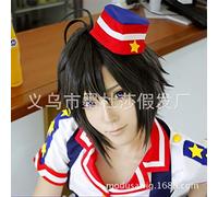 SEIZIS Cosplay Wig Cosplay wig Short Curly Game Animation Short Hair Idol Master Oblique Liu Hao High Temperature Silk Head Set of Wholesale