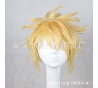 SEIZIS Cosplay Wig Cosplay wig Short Hair Final Fantasy Game Animation Golden Anti-suggestive Short curlyned Fiber Cover Wholesale