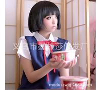 SEIZIS Cosplay Wig Cosplay wig Short Straight Hair Silver Fairy Game Anime Short Hair Qi Liu Haibo Wave Head Black Head Cover Wholesale