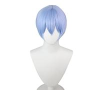 SEIZIS Cosplay Wig EVA Nouveau siècle évangéliste Lingbo Li Bleu Clair cos Perruque Ayabari Cuir chevelu Long Cheveux Courts Bleu Clair