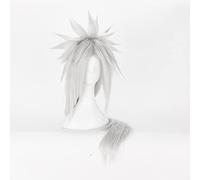 SEIZIS Cosplay Wig Jeu de rôle for Jiraiya Cosplay Perruque 100 cm de Long Gris argenté résistant à la Chaleur Perruque de Cheveux synthétiques