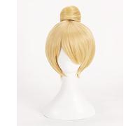 SEIZIS Cosplay Wig Jeu de rôle for Princesse fée Clochette fée Clochette Cosplay Perruques Cheveux blonds Courts avec Perruque de Cheveux Chignon