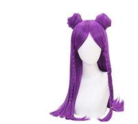 SEIZIS Cosplay Wig Jeu LOL K/DA Kaisa Cosplay Perruques Cheveux synthétiques Longs Violets résistants à la Chaleur avec des Petits Pains for KDA Halloween Party Play