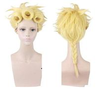 SEIZIS Cosplay Wig Jojos Bizarres Adventure Giorno Giovanna Golden Cosplay Wig Synthetic Hair JoJo Golden Wind Giogio Cosplay Wigs + Wig Cap Giorno Giovanna Wig PL-295