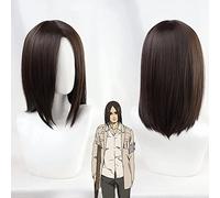 SEIZIS Cosplay Wig La dernière Saison Attaque sur Titan Eren Jaeger Cosplay Perruque Marron Cheveux synthétiques résistants à la Chaleur 2 Types Perruques + Bonnet de Perruque ( Color : A )