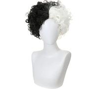 SEIZIS Cosplay Wig Noir et Blanc Magique Femme Libera cos Perruque Speckle Chien Cruella européenne et Femmes Pleine tête Ensemble usines en Gros