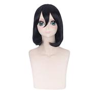 SEIZIS Cosplay Wig Perücke für Halloween, Mode, Weihnachtsfeier, Verkleidung, Perücke, angreifender Riese, Erwachsene, Mikasa Ackerman, schwarzer Bob-Kopf, Universal-Cos-Perücke