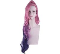 SEIZIS Cosplay Wig Perücke für Karneval Nachtleben CluI Party Dress Up Perücke Cosplay Perücke Lol Kda Seraphine Pink Gradient Dreifarbiger Pferdeschwanz