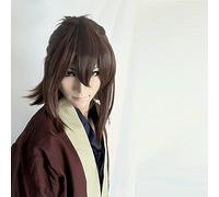 SEIZIS Cosplay Wig Perücke für Karneval Nachtleben CluI Party Dress Up Perücke Hakuouki/Okita Soji Sandy Kimono Abnehmbare Anime Perücke 243 Farbe:Pl-243 (Braun)