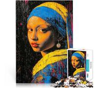 Séjour Anti-Stress pour Tuer Le Temps Fille expressionniste avec des Boucles d'oreilles Puzzles 1000 pièces pour Adolescents 38x52cm Décoration Parfaite