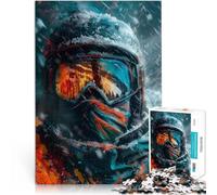 Séjour Anti-Stress pour Tuer Le Temps Gros Plan sur Un Skieur sous Une tempête de Neige Puzzle 1000 pièces pour Adolescents 26x38cm Décoration Parfaite