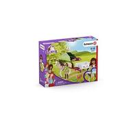 Schleich Coffret Horse Club – Aventures au camping de Sarah – Figurine articulée, jument Pinto