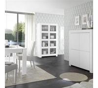 AltoBuy FIRMIN - Séjour avec Rangement 4 Portes + Etagère Blanc Finition Mat