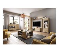 Séjour complet avec Buffet bas Meuble téle Table basse et Vitrine haute - BRYCE - Gris