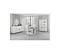 MARIKA - Séjour Complet avec Table 160cm Effet Pierre + Leds -