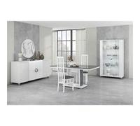 MARIKA - Séjour Complet avec Table 160cm Effet Pierre + Leds -