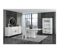 MARIKA - Séjour Complet avec Table Allongeable 160-200cm + Leds - Altobuy Blanc