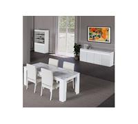 Séjour Complet avec Vitrine 2P Laqué Blanc Brillant et Imitation Marbre - CHRIS WHITE -