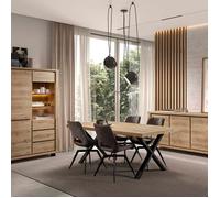 Ensemble séjour complet URIDSON - Table repas 230cm, buffet, argentier - aspect bois Hudson Oak Marron