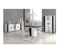 Séjour Complet Table Repas + Buffet + Vitrine 2 Portes Eclairage Led intégré - ARIANE - ALTOBUY Blanc G