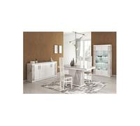 EROS - Séjour Complet Table Repas + Buffet + Vitrine 2 Portes Eclairage Led intégré - Altobuy Blanc