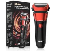 Sejoy Rasoir électrique pour homme, rasoir humide et sec avec zone de rasage à 3 lames et tranchants, moteur haute vitesse 7500 tr/min, affichage de la puissance numérique, IPX7, rasoirs électriques