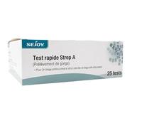 SEJOY Test Rapide Strep A - Détection Professionnelle de l’Angine Streptococcique - Coffret de 25 Tests avec Abaisse-Langue Inclus - Résultats Fiables en Quelques Minutes, Usage Médical Spécialisé