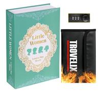 Sekam Coffre-fort caché avec serrure à combinaison (24 x 15 x 5,5 cm) avec sac ignifuge, coffre-fort secret pour dérivation secrète, boîte à livres creuse, boîte de rangement cachée, coffre-fort pour