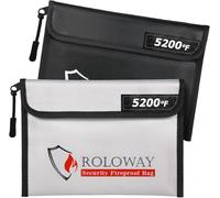 SEKAM Lot de 2 sacs ignifuges (24,4 x 16,8 cm) à isolation thermique de 2 871,1 °C - Sac à monnaie ignifuge avec fermeture éclair pour argent liquide