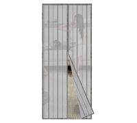 Sekey 110 x 210 cm Moustiquaire, Rideau Magnétique Anti-insectes Avancé pour Balcon, Cave et Terrasse, Montage Facile à Coller avec Kit d'installation Complet, Gris