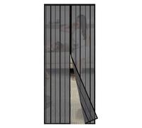 Sekey 120x215 cm Moustiquaire pour Portes, Avancée Rideau Magnétique Anti-insectes pour Porte de Balcon, porte Cave, Porte de Terrasse, Montage Facile à Coller, Kit d'installation Complet, Noir