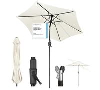 Sekey® 220cm Sonnenschirm mit Kurbel und Auto Kippen,Marktschirm für Terrasse,Balkon & Garten,Windfest Stabil UPF 50+